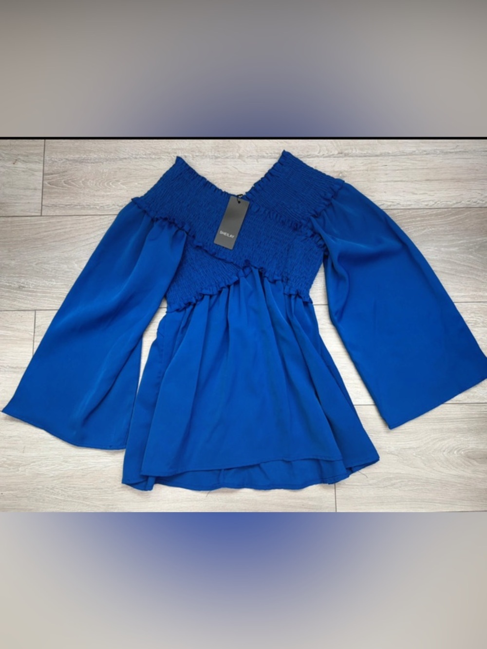 NWT-XL Smocked Off-Shoulder Blue Women's Top